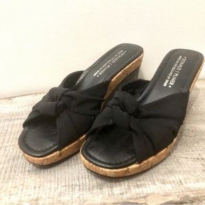Donald J Pliner - Black Knotted Strap Cork Wedges